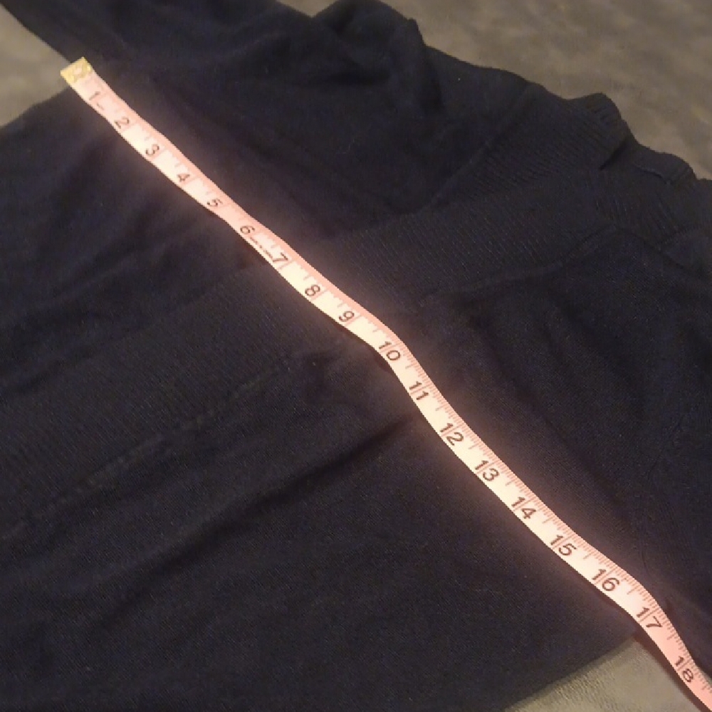 Navy Blue Open Front Cardigan With Ribbed Details Down Front And On Arms - Picture 10 of 11